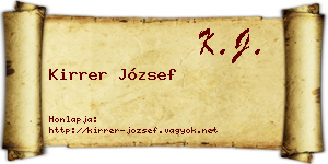Kirrer József névjegykártya