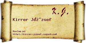 Kirrer József névjegykártya